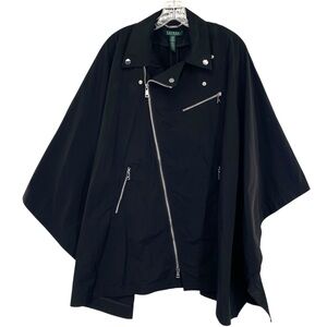 Lauren Ralph Lauren Zip-Front Poncho Jacket Moto Rain Coat